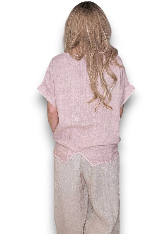 BABY PINK SPLIT BACK RIVER TEE