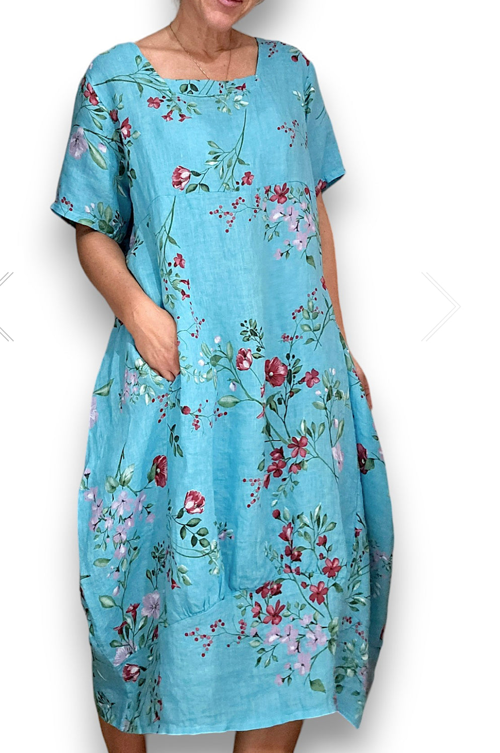 TURQUOISE LINGONBERRY MID SLEEVE MAXI DRESS