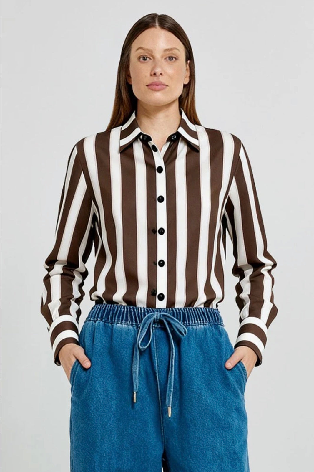 Coco Stripe Shirt - Choc Pink Stripe