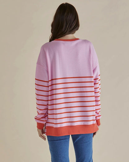 Easy Crew Sweat - Pink/Orange Stripe