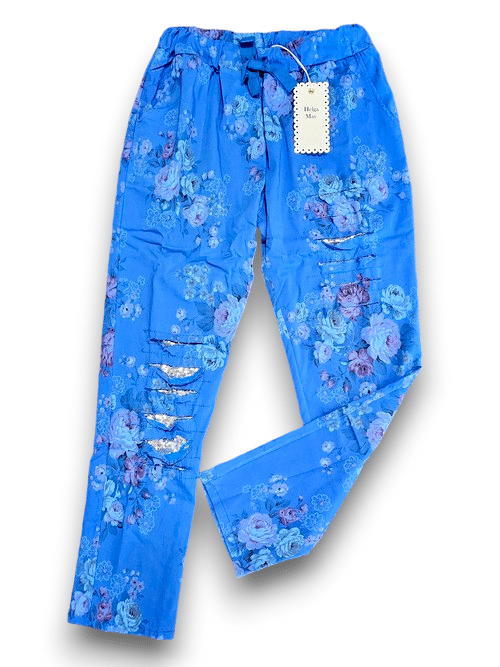 COBALT HIGH TEA RIPPED PANTS