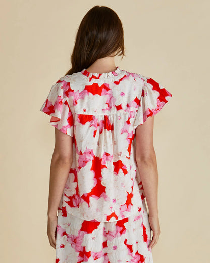 Lyra Blouse - Red Floral Print
