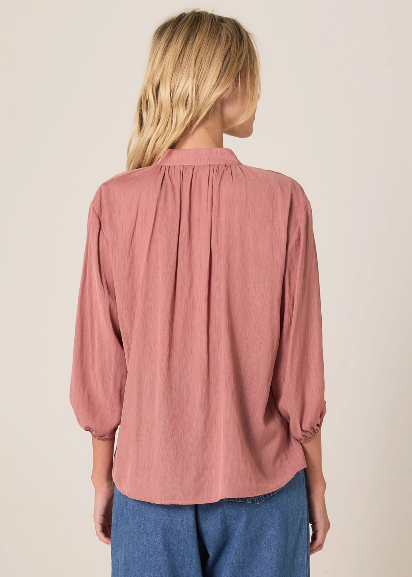 Shae Split Neck Blouse - Terracotta