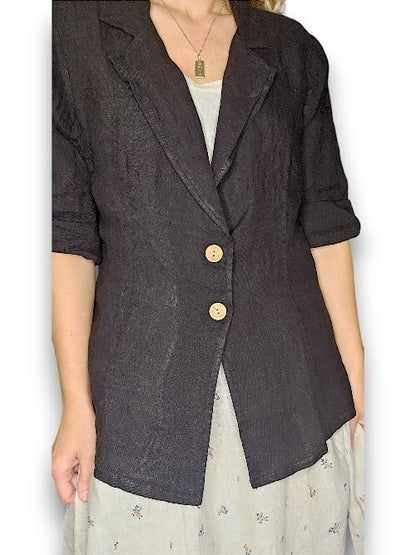 BLACK SUIT LINEN JACKET