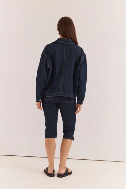 Kumi Zip Denim Jacket - Rinse Wash