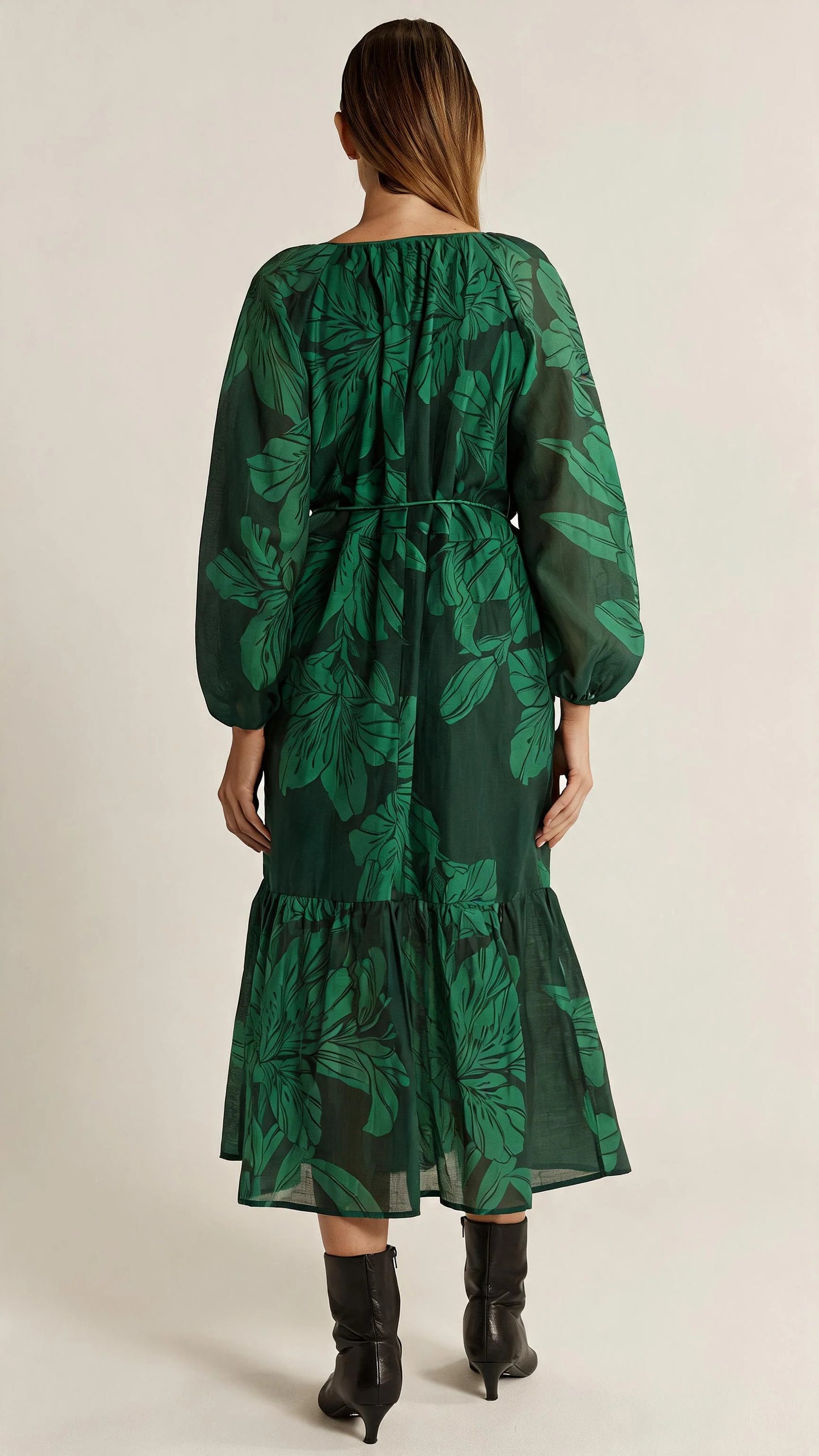 Lynn Tiered Dress - Evergreen