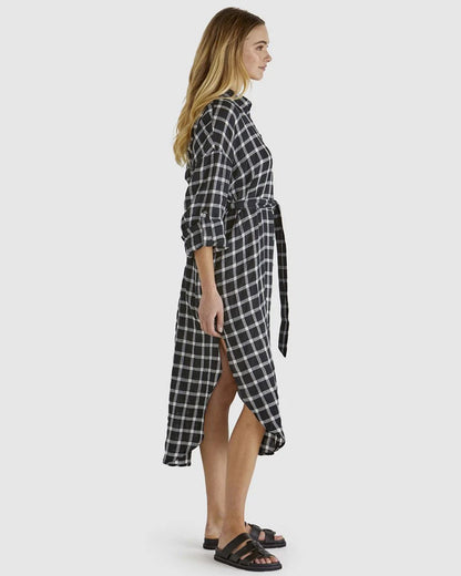 BEAU SHIRT DRESS -BLACK CHECK