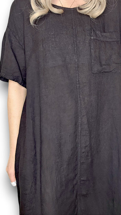 BLACK PLAIN EASY PEASY T-SHAPE DRESS