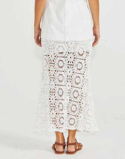 CLOVER LACE SKIRT - WHITE