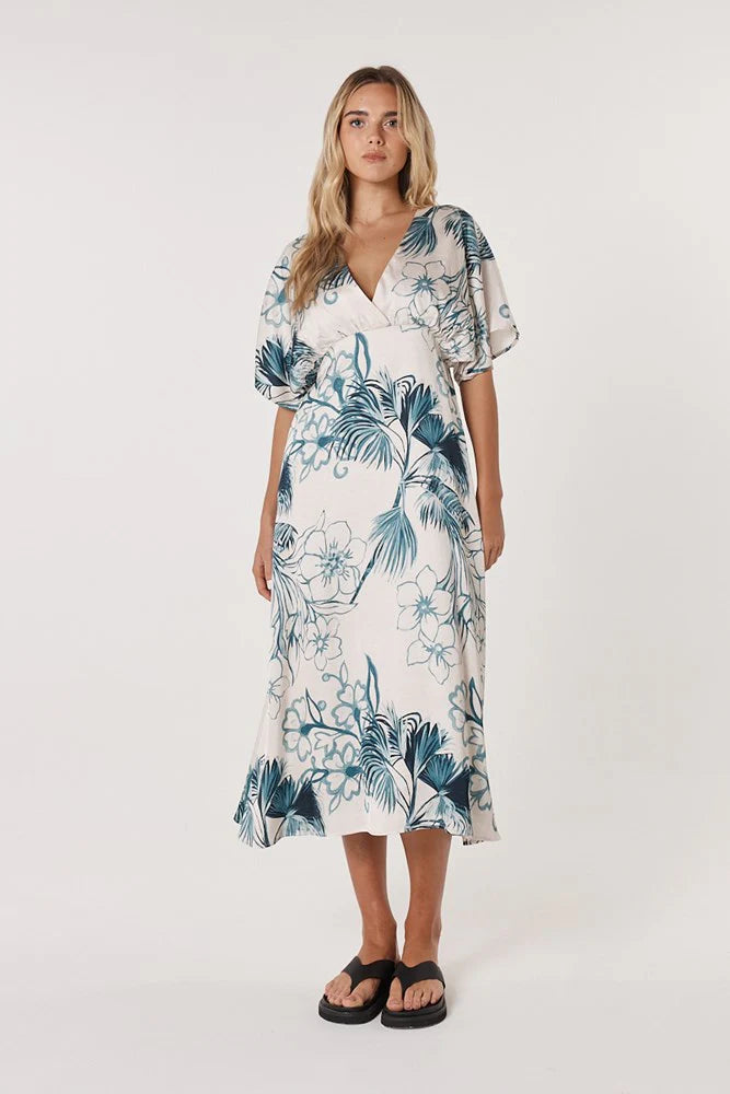 Solstice Palms Midi Dress - Palm Print
