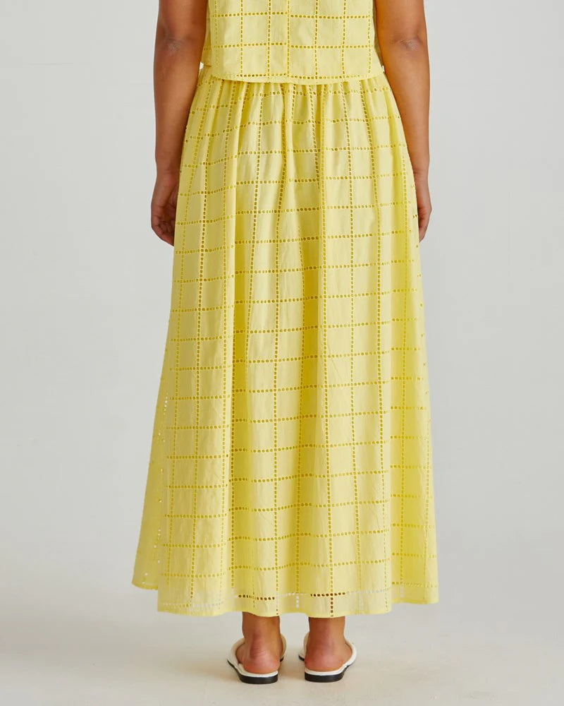 HELMI BRODERIE FULL SKIRT - YELLOW