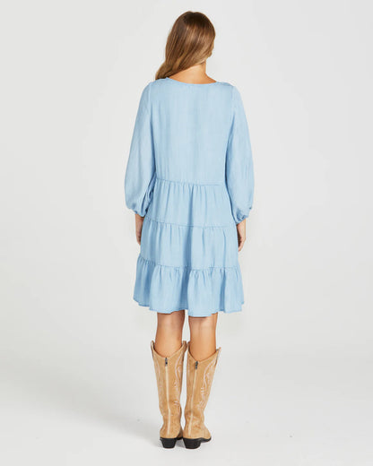 Davie Tiered Dress - Chambray