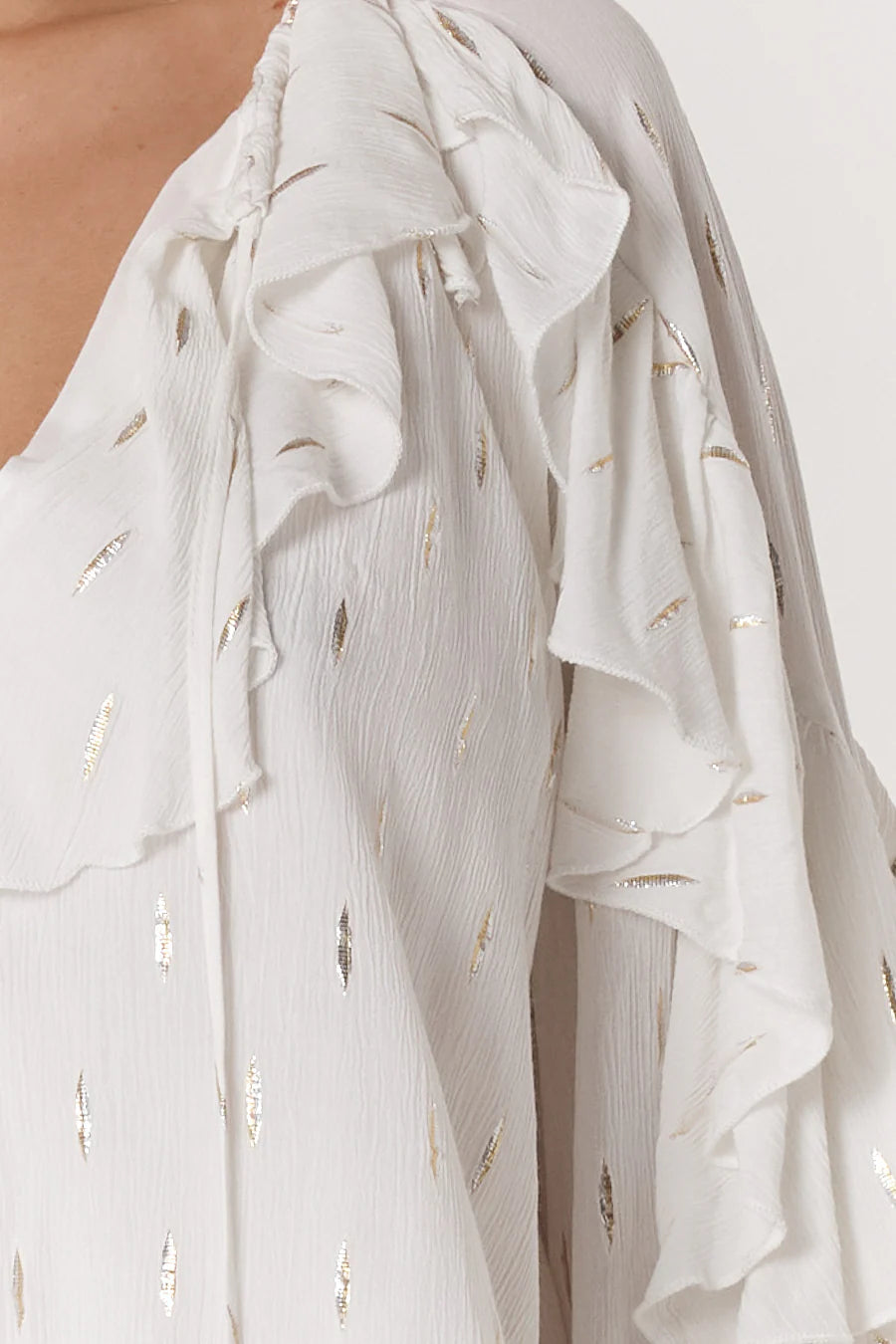 Delia Ruffle Top - White