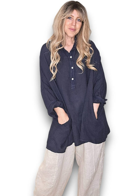 NAVY COASTAL TUNIC SHIRT