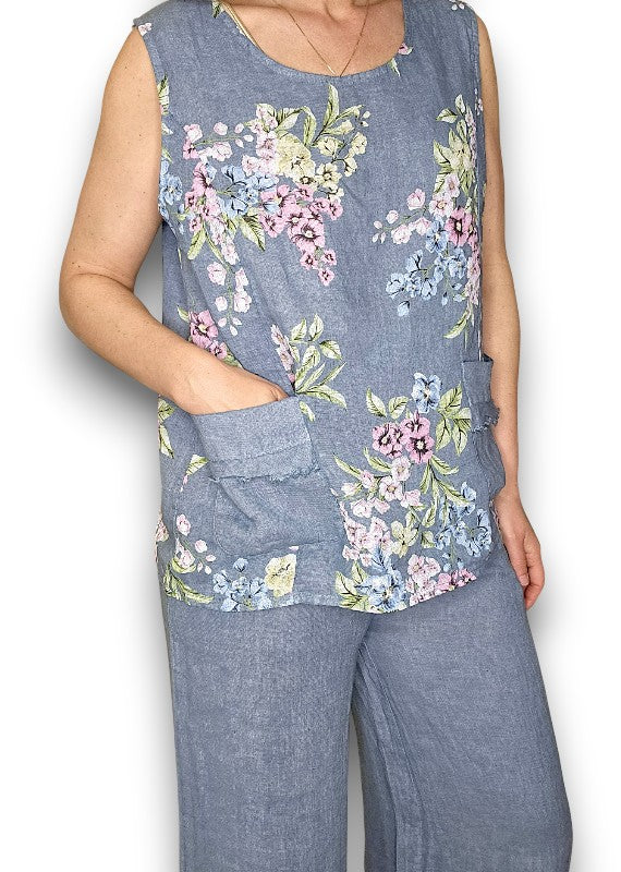 PETROL ROSIE LINEN TANK TOP