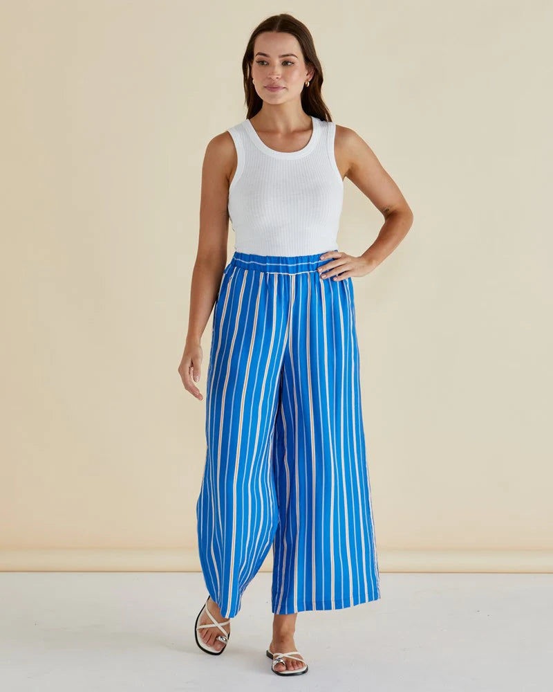 Sable Wide Leg Pant - Blue Stripe