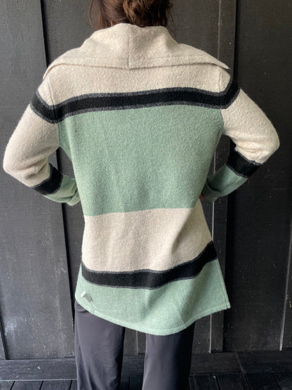 Long Line Cardigan -Aqua Stripe