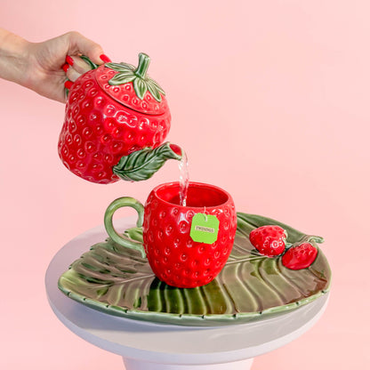 Strawberry Teapot Red 15cm