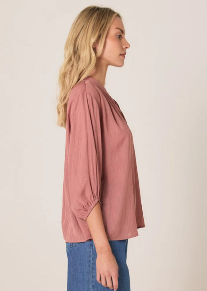 Shae Split Neck Blouse - Terracotta