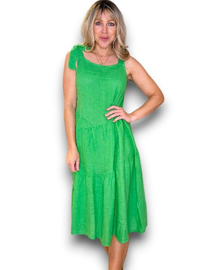 BRIGHT GREEN BOW-TIE SUMMER DRESS