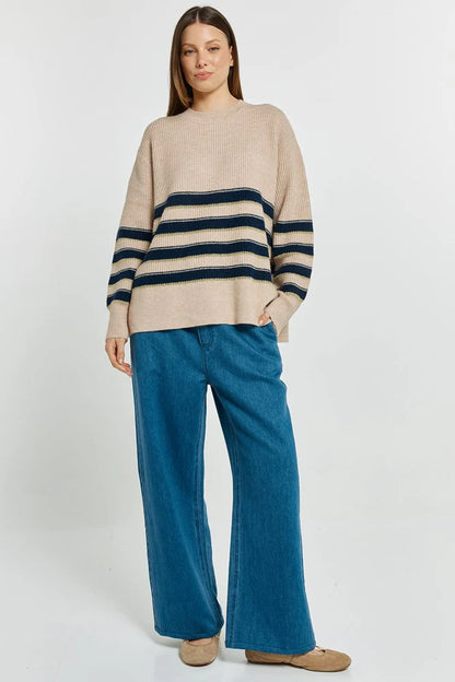 Camryn Sweater - Navy/Cream/Gold Stripe