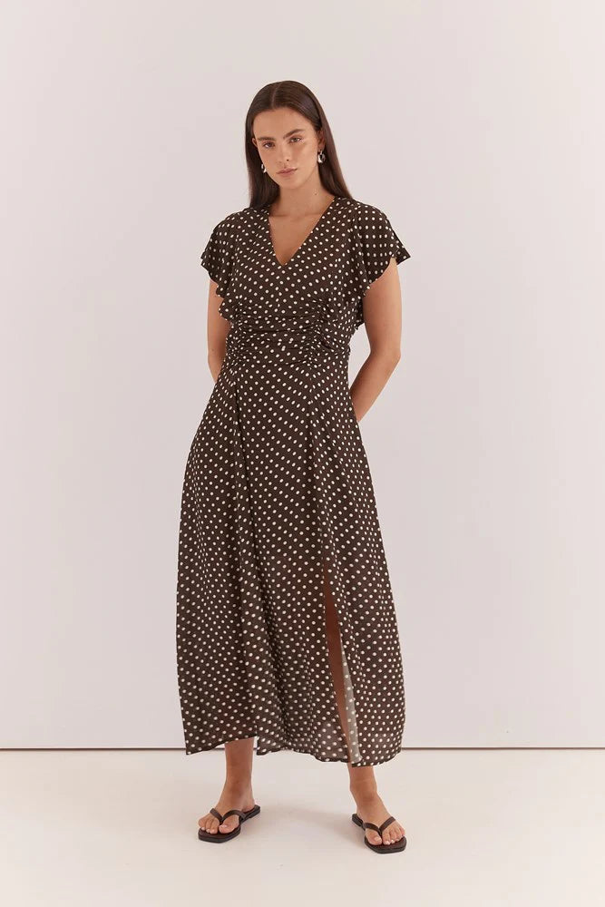 Elba Ruched Waist Dress - Polka Dot