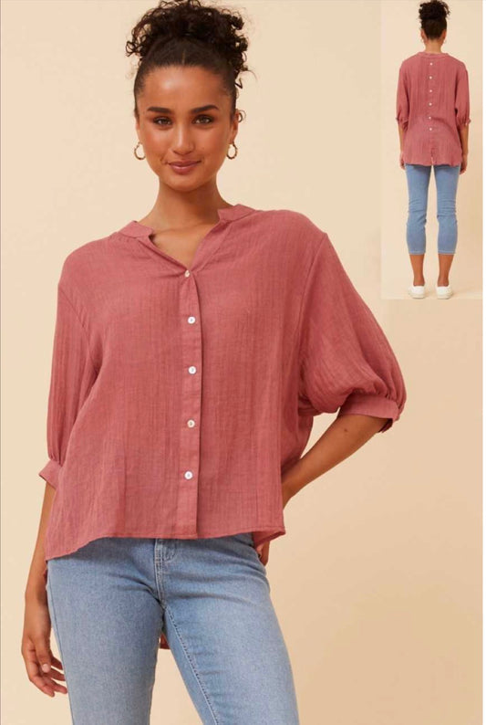 Raisin Button Back Shirt