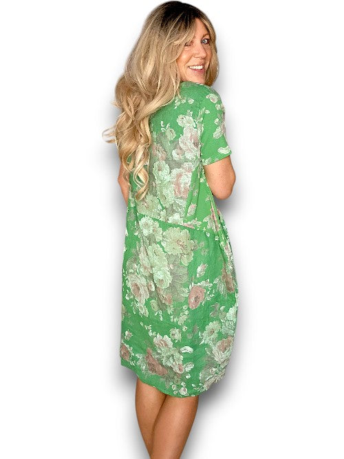 GREEN SCARLETT ROSE JUNGLE DRESS