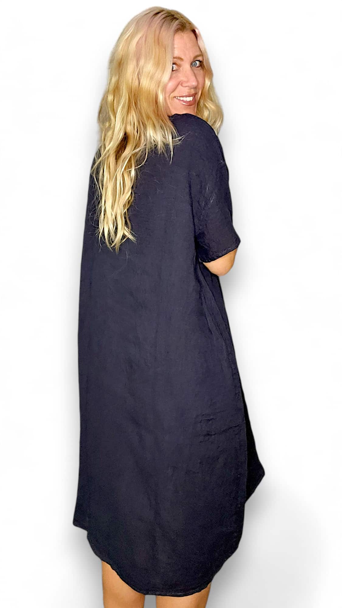 NAVY PLAIN EASY PEASY T-SHAPE DRESS