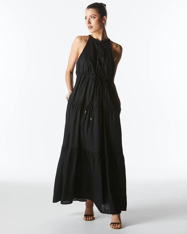 Midsummer Halter Maxi Dress - Black