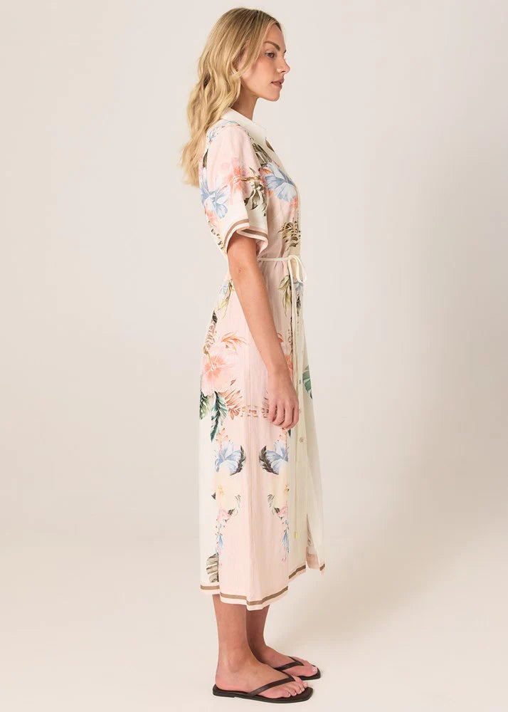 Solara Placement Print Shirt Dress - Pink Print