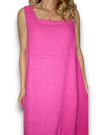 HOT PINK PLAIN MAXI TANK DRESS