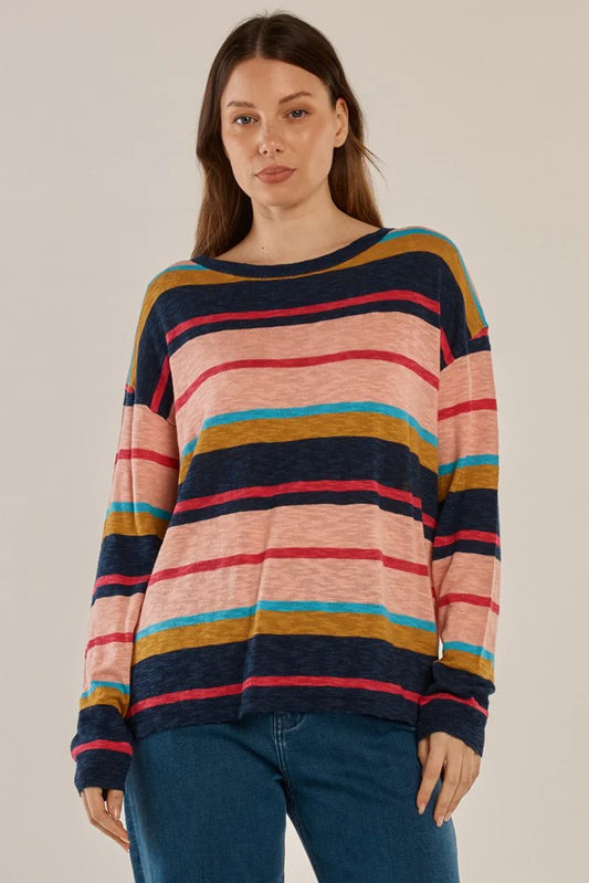 Natasha Knit Top - Chocolate/Navy Stripe