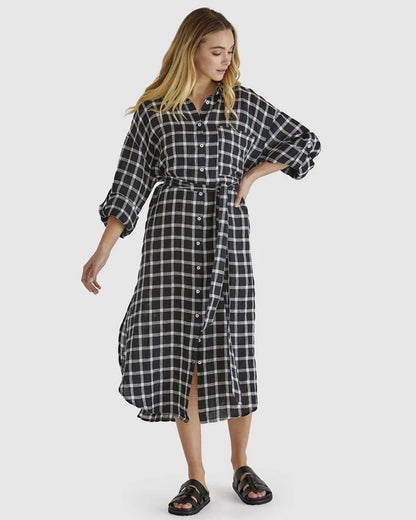 BEAU SHIRT DRESS -BLACK CHECK