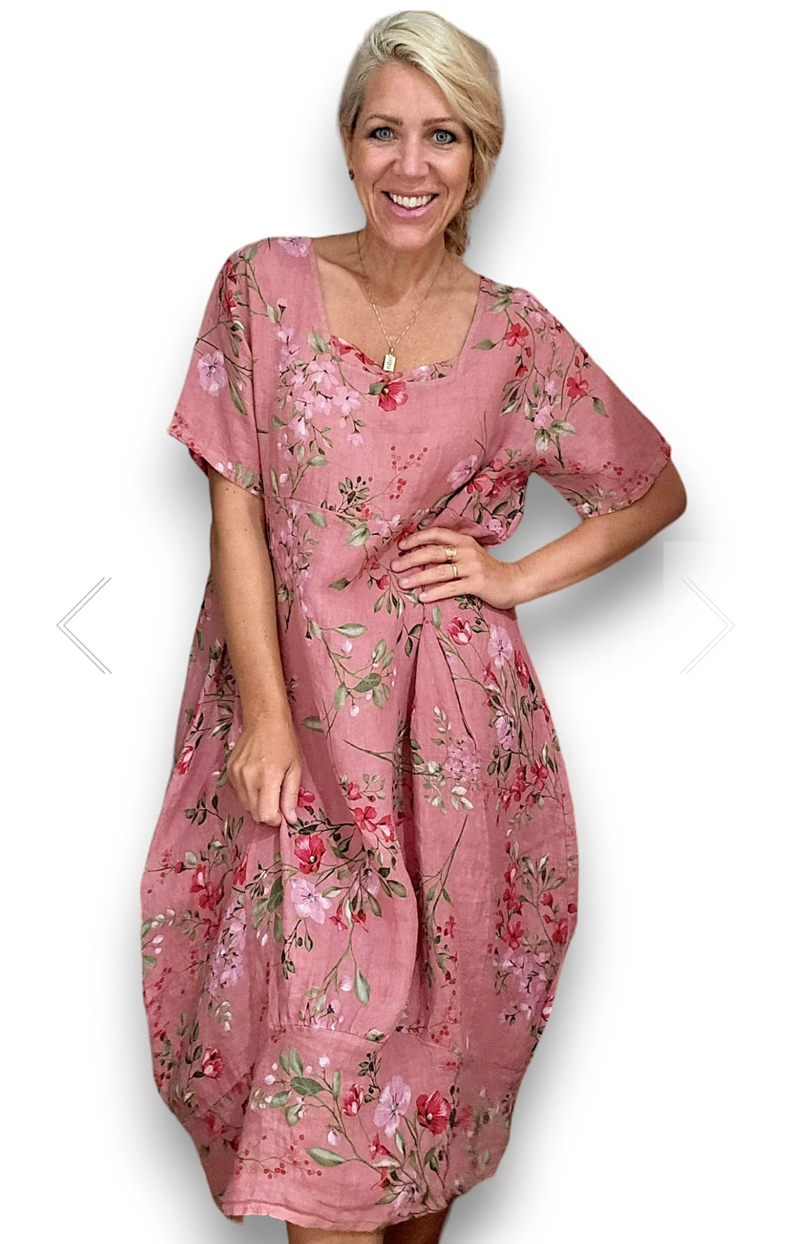 BERRY PINK LINGONBERRY MID SLEEVE MAXI DRESS