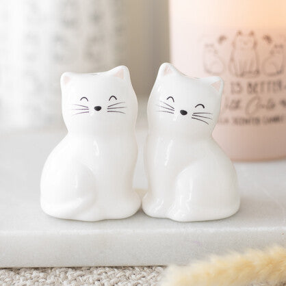 White Cat Salt and Pepper Shakers