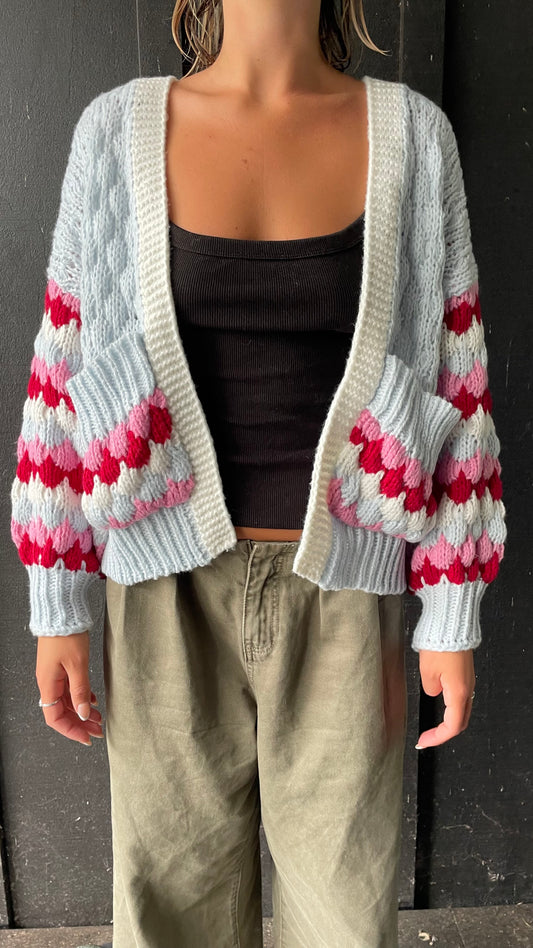 Tara Knit Cardigan -Blue