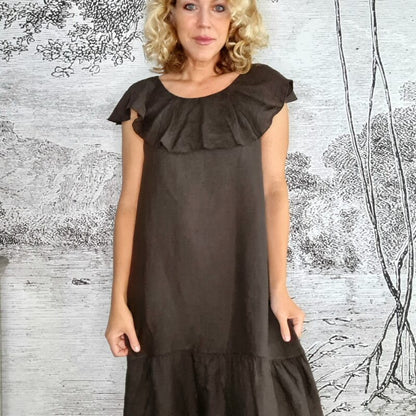 COCOA BEAN PLAIN STELLA FRILL DRESS