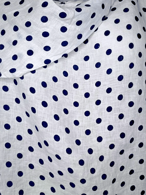 WHITE POLKA DOT SPLIT COLLAR MOKU TOP