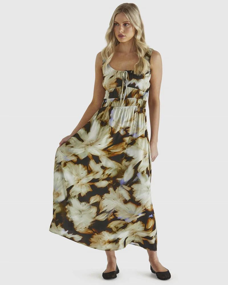 CARMINE DRESS - BLURRED FLORAL