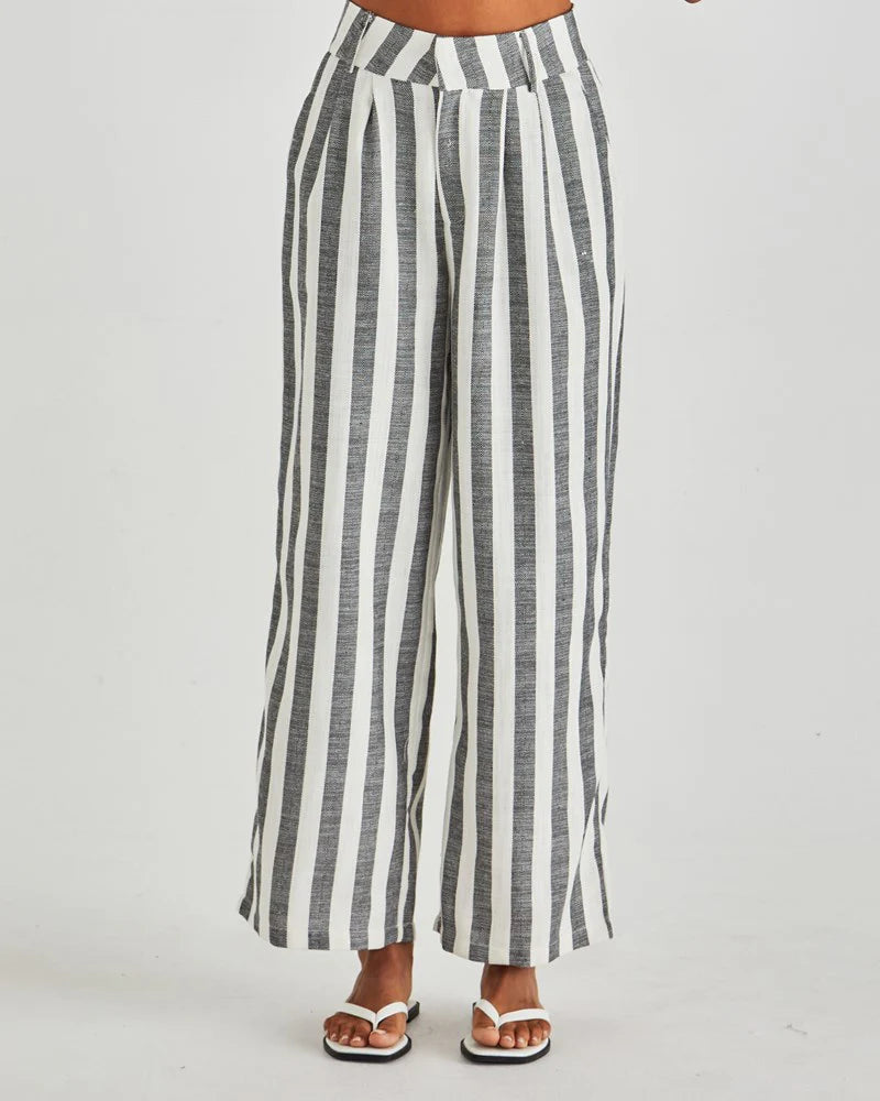 NEVADA PANT - CREAM BLACK STRIPE