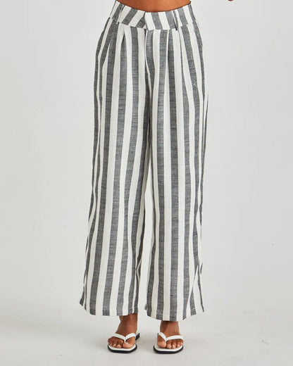 NEVADA PANT - CREAM BLACK STRIPE