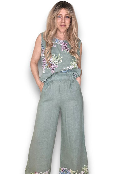 LIGHT SAGE ROSIE LINEN TANK TOP