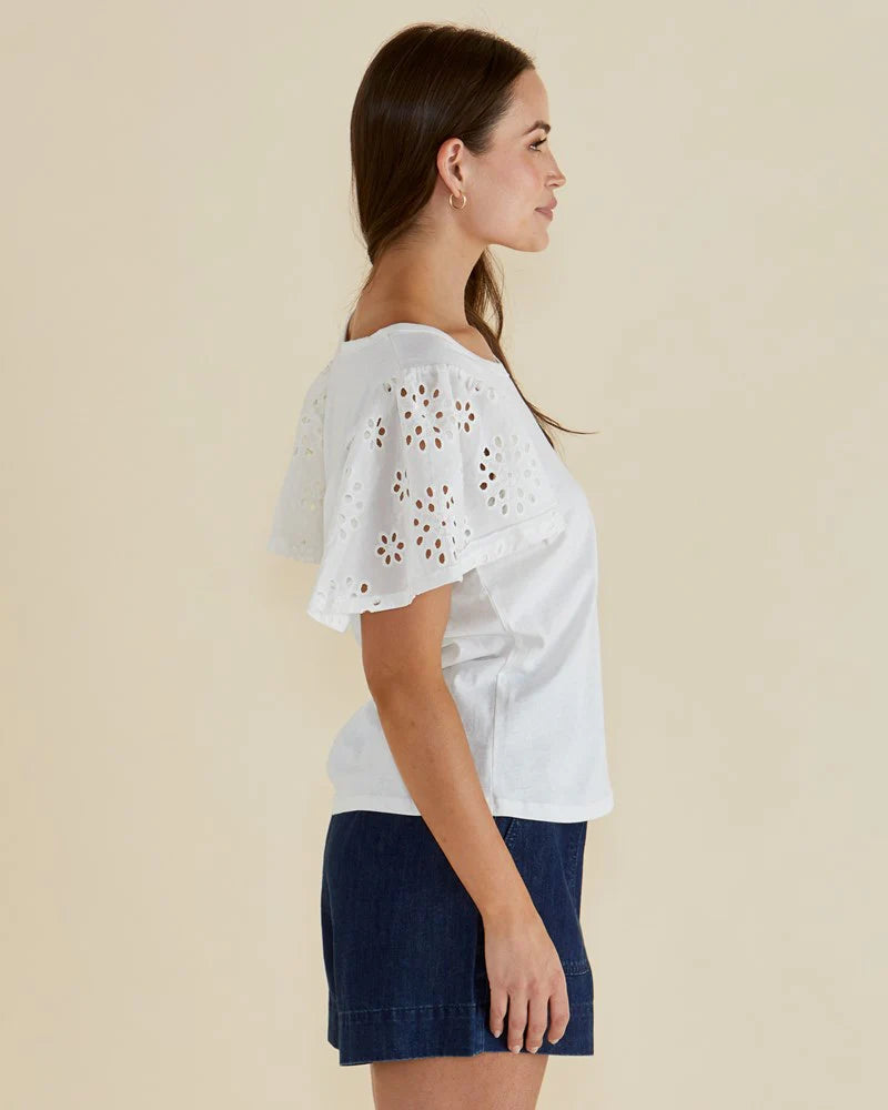 Lottie Embroidered Tee - White
