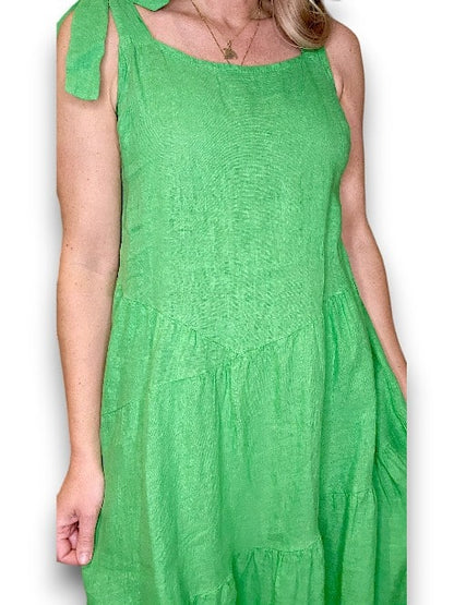 BRIGHT GREEN BOW-TIE SUMMER DRESS