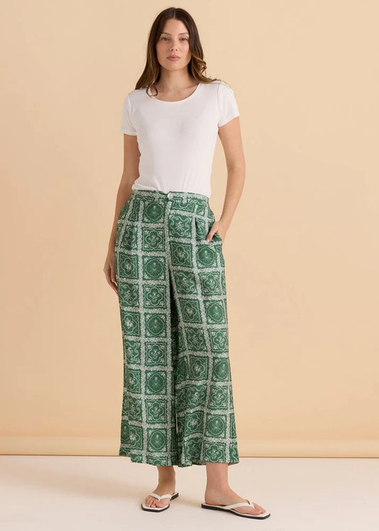 Pearl Palazzo Pant - Floral Tile Print