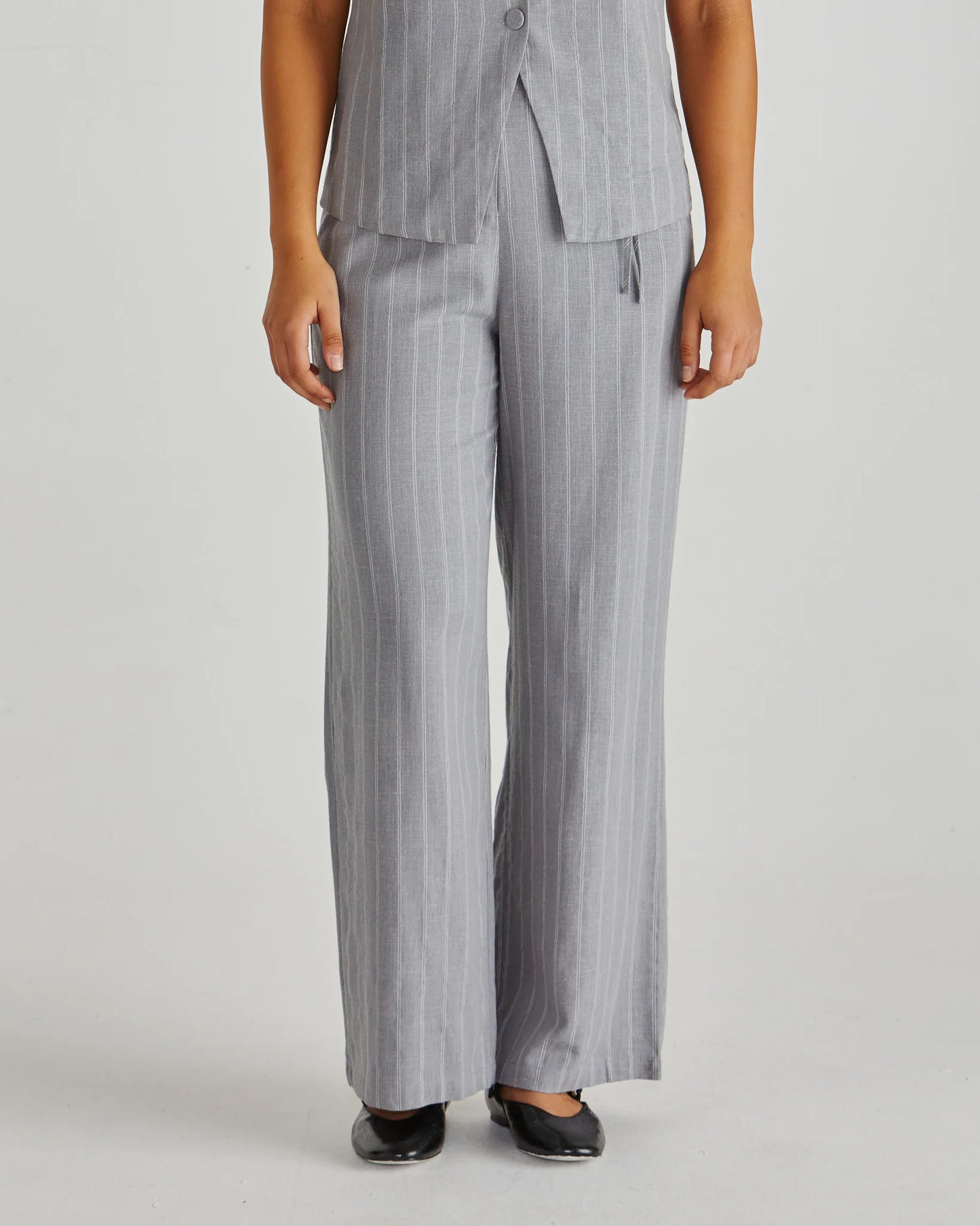 PETRA PANT - GREY PINSTRIPE