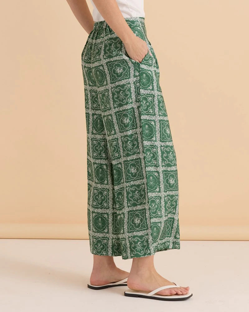 Pearl Palazzo Pant - Floral Tile Print
