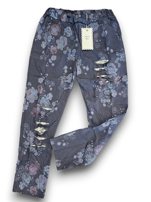 NAVY HIGH TEA RIPPED PANTS