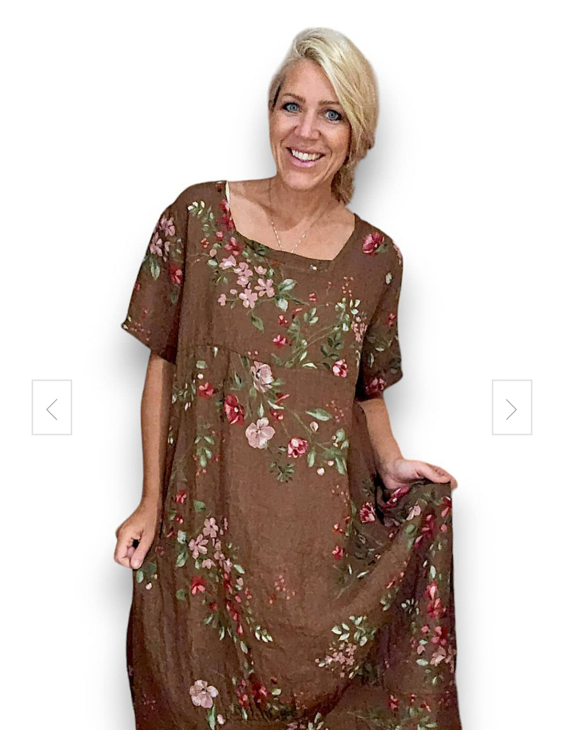 COFFEE LINGONBERRY MID SLEEVE MAXI DRESS